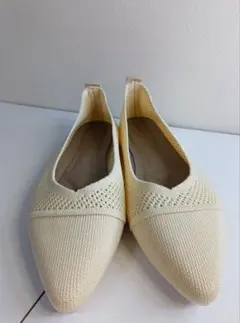 新品 25cm ベージュホワイト パンプス ミュール 幅広 ソフト フィット 軽