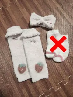 ジェラートピケ ベビー いちご レッグウォーマー ヘアバンド セット