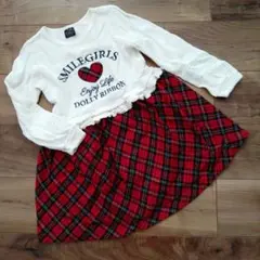 DOLLY RIBBON 赤チェック柄　スカート　ワンピース 120サイズ　長袖