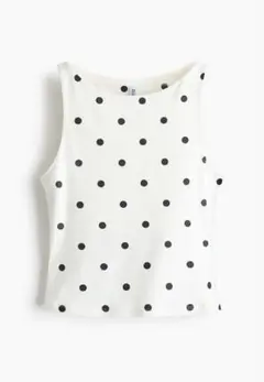【新品未使用】ボートネックタンクトップ H&M ドット Sサイズ