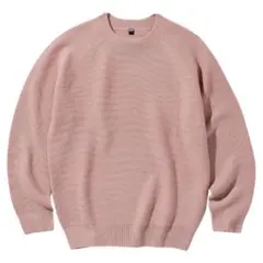ユニクロ 3Dクルーネックセーター ピンク 春 コーデ UNIQLO M 無地
