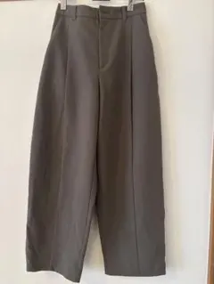 グレー ワイドパンツ ゴムウエスト