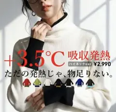 極美品】アンティカantiqua 配色ハイネックヒートリブインナー ヒートテック