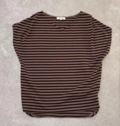 【global work】 ブラウンと黒のストライプ ノースリーブトップス