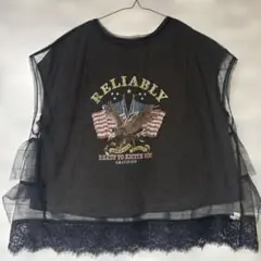 Java イーグルプリントTシャツ &チュールレイヤード　Mのサムネイル