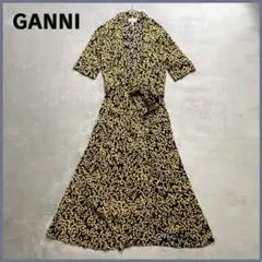 GANNI フラワープリント シャツワンピース 花柄 マキシ丈 ドレス