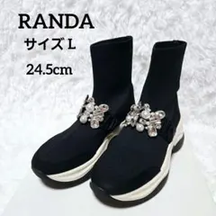 美品・完売 RANDA ビジュー パールソックススニーカー ソックスブーツ 黒