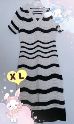 断捨離★美品 ボーダー ロングワンピース 半袖のサムネイル