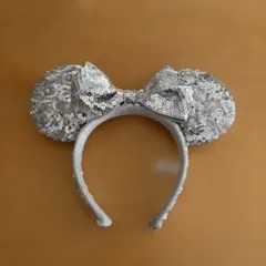 シルバー ミッキー耳カチューシャ