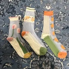 SHEIN シースルーソックス　花柄