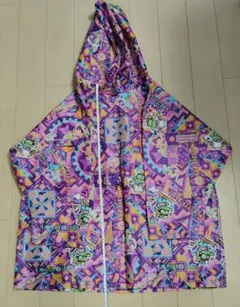 子供用 カラフル幾何学模様フード付きポンチョ