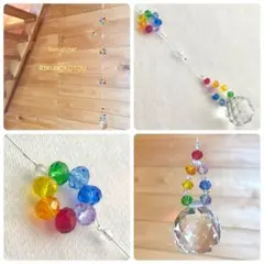 サンキャッチャー【119-3】30㍉匿名配送 かわいいチャクラカラー×シルバー