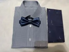 DRESS CODE ネイビー/ホワイト チェック フォーマルシャツ