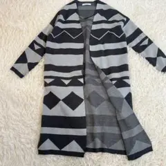 【美品✨】BACK NUMBER ロングニットカーディガン　総柄　羽織　F