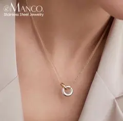 ゴールドシルバー 【爆売れ】 リングサークル ネックレス サージカルステンレス