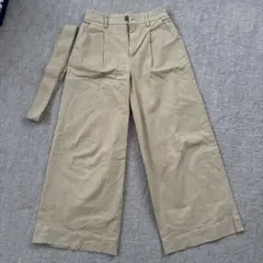 ベージュ ワイドパンツ リボン付き グローバルワーク