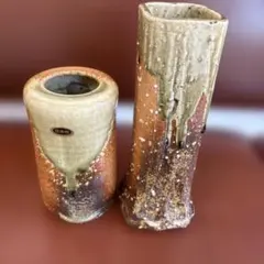 信楽焼 陶器花器 2点セット