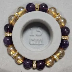 天然石 アメジス ゴールドオーラクォーツ ブレスレット 10mm-15cm