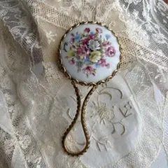 フランス製 リモージュ（Limoges）磁器 手鏡 ハンドミラー