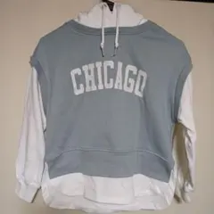 女の子 レイヤード風パーカー140 トレーナー フーディー キッズ ガールズ