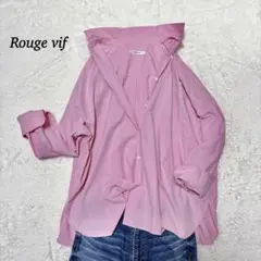 ルージュヴィフ Rouge vif ビッグシルエットシャツ F ピンク 刺繍ロゴ