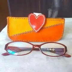 革細工ハンドメイド　筆箱　メガネケース　小物入れ　本革レザー