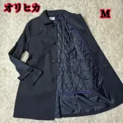 美品 オリヒカ ステンカラーコート M ダークネイビー