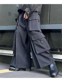 HARE マテリアルZIPカーゴパンツ ブラック M