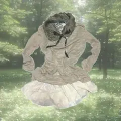 ファー付き ニット チュニック ワンピース レース 森ガール フェアリーコア