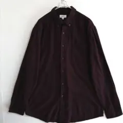 ★1523　Croft&Barrow　長袖ネルシャツL　濃赤　ハウンド　US古着