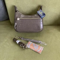 Modaprincipeクロコダイル風ショルダーバッグ2wayスカーフ付き