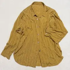 シルク100％✨ユキコハナイ◇長袖シャツ ブラウス ストライプ レトロ 上品 Ｍのサムネイル