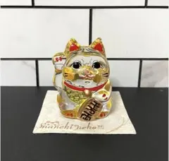 クリスタルの招き猫【金彩小判招き猫】 ガラスの置物　可愛い　　新品のサムネイル