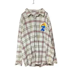 PUNYUS プニュズ ピザねずみ ワッペン チェック ネルシャツ サイズ2