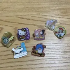 サンリオ　ピンバッジ　7点　ハローキティー　シナモン　ポムポムプリン　クロミ