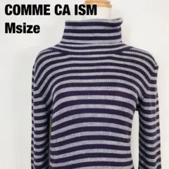 COMME CA ISM コムサイズム タートルネック ニット ボーダー柄 A6