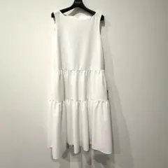 新品未使用】FOXEY ノースリーブ ひざ丈ワンピース ホワイト - メルカリ