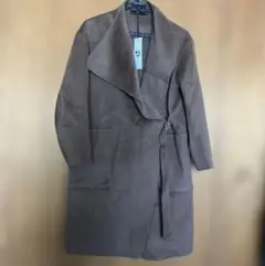 ユニクロ　ウール・カシミア混ノーカラーコートレディースM茶 未使用だが虫食いあり