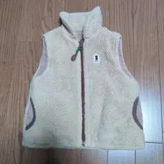 ミキハウス　リバーシブルフリースベスト ベージュ クマ刺繍