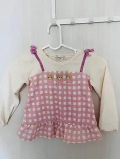 dudou bear チェック柄長袖Tシャツ