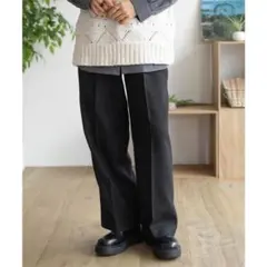 新品 HusHusH セミワイド タックパンツ ブラック M