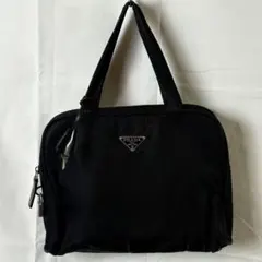 定番PRADA ナイロン×レザー 南京錠付き ミニハンドバッグ ブラック