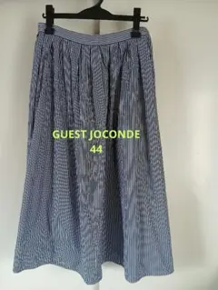 美品【GUEST JOCONDE 】ラピーヌ　ロングスカート　ストライプ紺②44のサムネイル