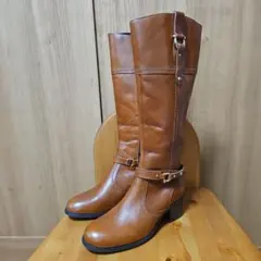 ☆あしながおじさん☆ベージュロングベルト付きブーツ２way☆22,5美品☆