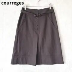 クレージュ／スカート M フレア Aライン ひざ下丈　ベルト付き きれいめ 茶のサムネイル