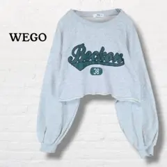 WEGO☆カレッジロゴ ショート丈スウェット クロップドトレーナー【M】グレーのサムネイル