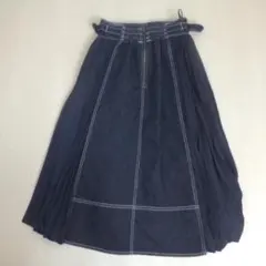 grove デニム×プリーツ 切替スカート Sサイズ 大人可愛い