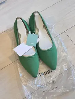 【タグ付き】steppi グリーン ベーシック　ポインテッド　パンプス