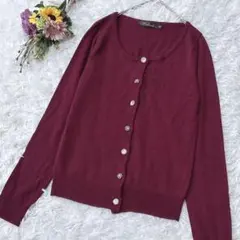 resoneck　リゾネック【M】ニットカーディガン　長袖　装飾ボタン　えんじ色