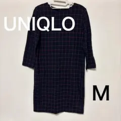 UNIQLO 네이비 체크 무늬 원피스 M